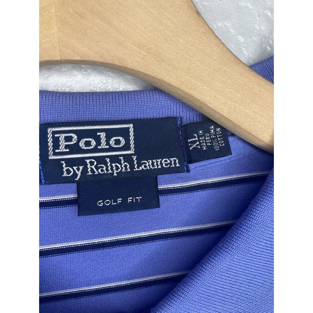Polo Ralph Lauren Golf Fit Polo Shirt Mens XL Purple Striped Short Sleeve Pony - Picture 6 of 6